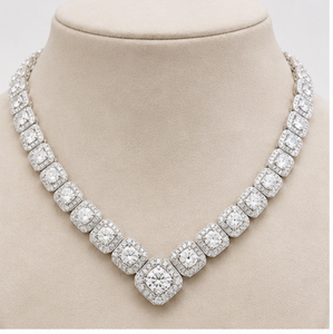 Collar de Tenis de Moissanita Chapado en Oro Blanco con Cadena de Eslabones de Corte Brillante Redondo, Joyería Unisex de Moda para Regalo de Boda o Fiesta - Product Image 2