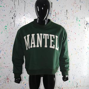 MANTEL DARK GREEN <b>Mock</b> <b>Neck</b> Sweatshirt 100% BLUE Applique Embroidery wide <b>neck</b> Sweatshirt Finer Threads - Product Image 1