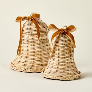 Campanas navideñas festivas para colgar, adornos para árbol de Navidad, campanas de ratán hechas a mano - Product Image 6