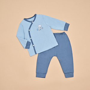Ensemble de vêtements pour bébé unisexe, imprimé dessin animé, manches longues, boutons latéraux, tissu en bambou et élasthanne, respirant - Product Image 3