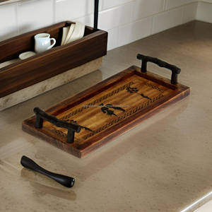 Plateau de rangement en bois d'acacia nordique à succès, plateau rectangulaire en bois pour le petit-déjeuner, les fruits, le thé, les desserts, les gâteaux, par FWE - Product Image 4