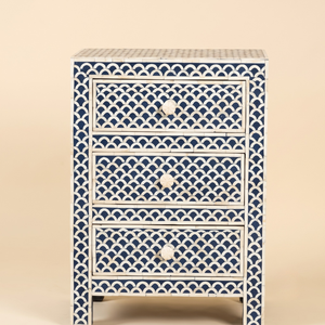 Table de Chevet Fantaisie Haut de Gamme en Os Incrusté, Tiroir de Rangement, Meuble en Bois Fait Main pour Salon, Bureau à Domicile, Chambre à Coucher - Product Image 1