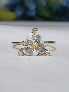 Modern 2.01CT Trillion Cut Diamond Solitaire <b>Ring</b> For Women's Lab Grown 14K Solid Gold Fine Jewelry Wedding Proposal Gift Her - Product Image 3