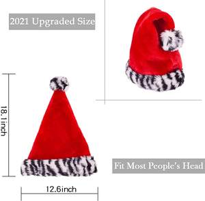Chapeau de Père Noël en fausse fourrure rouge avec bordure zèbre noir et blanc, pompon, logo personnalisé, bonnets de Noël en gros pour les entreprises - Product Image 6
