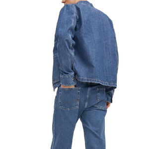 Veste en jean à capuche pour homme, 100% coton, couleur unie, décontractée, fermeture à un bouton, brodée, séchage rapide, respirante, hiver - Product Image 2
