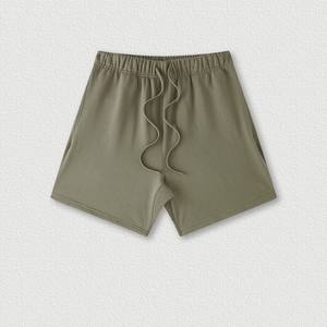 Shorts en coton tissé pour homme, écologiques, couleur corail unie, à cordon de serrage, taille mi-haute, séchage rapide, décontractés, pour la gym - Product Image 4