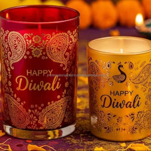 Pot à bougie en verre coloré, pot à bougie en cire pour offrir en cadeau - Product Image 1