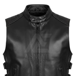 Nouveau Gilet en Cuir Perforé Noir pour Motard Professionnel 2026 avec Logo Personnalisé - Product Image 2