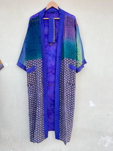 เสื้อคลุมอาบน้ำผ้าฝ้าย100% พิมพ์ลายสไตล์ Boho ชุดลำลองยาวสำหรับฤดูร้อนคอวียาวเต็มตัวสไตล์โบฮีเมียน - Product Image 5