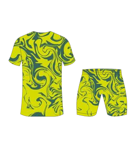 Custom sublimated <b>soccer</b> uniform set for men with lime green and dark teal marble swirl print jersey and matching shorts - Product Image 3