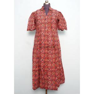 Eco-Friendly Women's Handmade Kangura Indian Modern Floral Digital Printed Cotton Breathable Button Midi A-Line Summer - Product Image 2