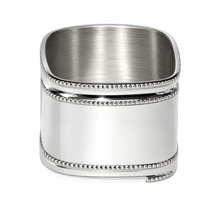 Porte-serviettes carré plaqué argent avec bordure perlée, élégant anneau à serviettes en métal pour table à manger, mariage et décoration intérieure - Product Image 3