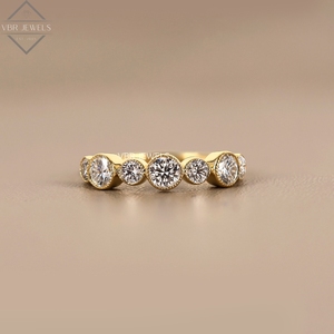 Bague de luxe en or jaune avec diamants sertis en clos, taille ronde, pour mariage, anniversaire, fournisseur de bijoux pour femme, cadeau - Product Image 1