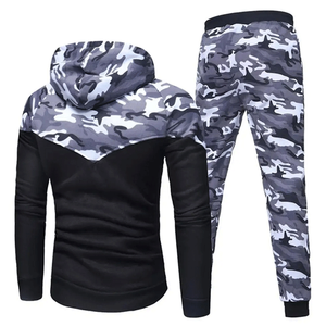 ชุดวอร์มเทรนดี้สุดเท่ สีเทาลายพราง พิมพ์ลาย สำหรับผู้ชาย ผ้าฝ้ายหนานุ่ม ระบายอากาศได้ดี กันลม พร้อมฮู้ดดี้และกางเกงจ็อกเกอร์ - Product Image 2