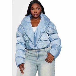 Chaqueta Acolchada de Piel Sintética de Alta Calidad al por Mayor, Chaqueta Corta de Invierno para Mujer, Ropa de Abrigo Cálida para Mujer - Product Image 6