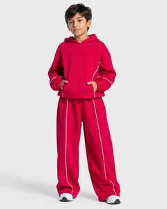 Pantalon de jogging personnalisé pour garçon Raspberry Boy's Custom Contrastline, logo personnalisé, décontracté, surdimensionné, en molleton premium, pantalon décontracté pour garçon - Product Image 2