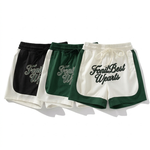 Shorts de sport pour hommes en toile 100 % coton, respirants et à séchage rapide, avec taille élastique, taille mi-haute et logo avant - Product Image 1