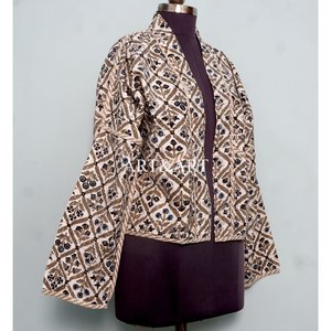 Best Quality Handmade Breathable Cotton <b>Kantha</b> <b>Jacket</b> Screen Printed Design Button Closure for Women's Casual Wear Parties - Product Image 4
