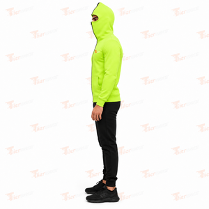 Sudadera con capucha y cremallera completa para hombre, verde neón, de forro polar, informal, corte regular, para otoño - Product Image 3