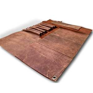 กระเป๋าใส่มีดหนังวัวแท้สุดหรู สำหรับเชฟมืออาชีพ พร้อมช่องจัดเก็บอุปกรณ์  กระเป๋าเดินทางพร้อมสายสะพายป้องกัน สำหรับอุปกรณ์ครัว - Product Image 4