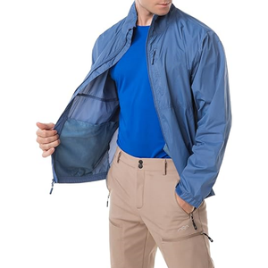 Custom Outdoor Men Lightweight Water Resistant Windbreaker <b>Jacket</b> With Chest Pocket Wholesale <b>Packable</b> Hiking Windproof Coat - Product Image 4