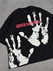 เสื้อยืดกราฟิกโอเวอร์ไซส์สั่งทำพิเศษสำหรับผู้ชาย ผ้าฝ้าย 100% เนื้อหนา สไตล์สตรีทแวร์ วินเทจ ลุคซักยีนส์ ทรงบ็อกซี่ พิมพ์ลาย รับผลิตแบบ OEM ODM - Product Image 3