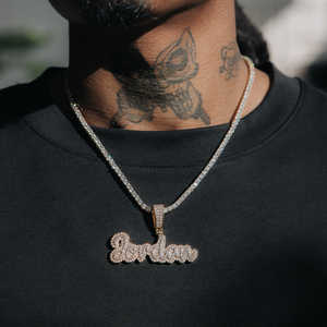 Collar con Colgante de Letra Personalizada y Cadena Tennis, Plata de Ley 925, Estilo Hip Hop - Product Image 2