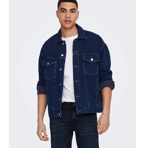 <b>Women</b> Denim <b>Jacket</b> Sheep Skin Dark Blue Classic Fit Casual Button Closure Vintage Style Cotton Breathable Lightweight Knitted - Product Image 2