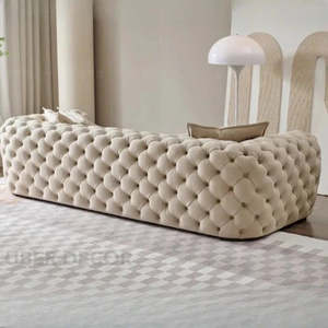 Turku <b>Cream</b> Wind Cloth Luxury King-Size Minimalist Lounge Couch for Bedroom & Living Room Modern <b>Sofa</b> - Product Image 4