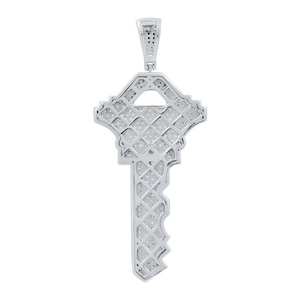 Colgante de moissanita redonda con forma de llave, estilo diamante, para fiestas de hip hop, de plata de ley 925, joyería fina, colgantes y dijes al por mayor - Product Image 3