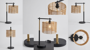 Lámpara de Escritorio Minimalista Tradicional, Base de Metal, Pantalla de Ratán, Recubrimiento en Polvo, Luz Cálida Amarilla, E26 E27, Uso Interior, Lumetal Vietnam - Product Image 3