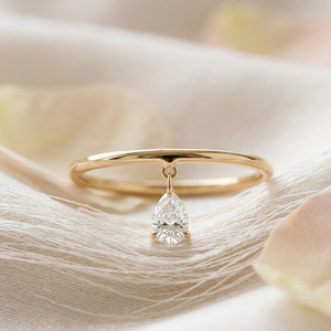 <b>925</b> <b>Silver</b> Jewelry Moissanite Pear Cut Water Tear Drop Gold <b>Ring</b> for Women - Product Image 1