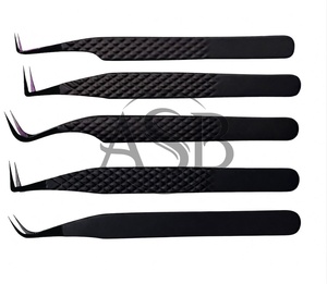 Nouvelle pince à cils 2026 à 9 degrés et courbée en acier inoxydable avec impression de logo personnalisé pour extensions de cils - Product Image 3