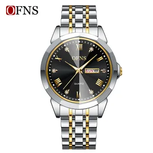Montre Couple Double Calendrier Fluorescente Tendance Étanche à Quartz Marque Haut de Gamme Bracelet en Alliage Montre Business Cadran en Verre - Product Image 6