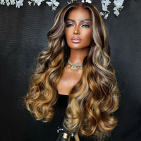 Perruques en cheveux humains vierges, couleur blonde avec mèches, vente en gros d'usine, perruque frontale HD 5x5 sans colle ou cheveux vierges vietnamiens indiens bruts