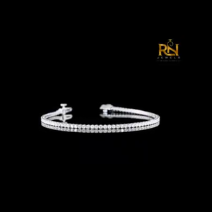 Round Brilliant Cut Lab Grown Diamond Two Row Tennis Bracelet Eternity Link Bracelet 9K 14K 18K <b>Solid</b> <b>Gold</b> Fine Jewelry - Product Image 4