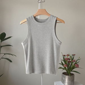 Women Knitted Solid Color Halter Neck Crop Tank <b>Top</b> with Ribbons 100% Cotton Casual Style Green - Product Image 1