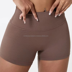High Waist Seamless Plaid Yoga Shorts for Women Elastic Waist Breathable High Quality Workout Pants <b>Blue</b> Spandex/Nylon <b>Material</b> - Product Image 2