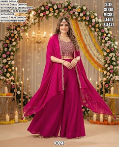 Zarmina Drape kurta/kurti ชุดปาร์ตี้แต่งงานยาวถึงพื้นแบบดั้งเดิมของผู้หญิง - Product Image 4