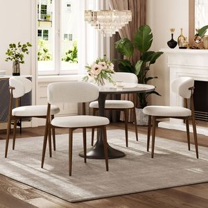 Set di 2 Sedie da Pranzo Moderne in Tessuto Beige con Struttura in Metallo per Cucina o Sala da Pranzo - Product Image 2