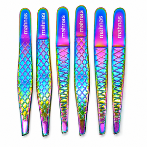 Pinzas para cejas con punta puntiaguda Mahnas, juego de herramientas de aseo de precisión duraderas y de moda de acero inoxidable y pinzas multicolor - Product Image 1