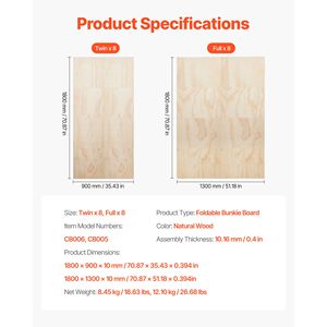 Base de Cama Plegable de Madera de 0.4 Pulgadas para Camas de Tamaño Completo, Soporte para Colchón, Duradera - Product Image 2