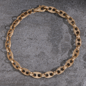 Luxury Gold Tone Engraved Oval Link <b>Bracelet</b> for <b>Men</b> Vintage Filigree Chain Jewelry with Lobster Clasp - Product Image 2