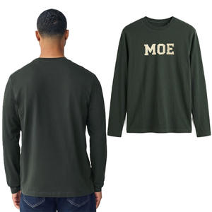 Camiseta de Manga Larga de Algodón con Logotipo Chenille para Hombre, Cuello Redondo, Estilo Urbano, OEM, Marca Privada, Ropa Personalizada al por Mayor - Product Image 1