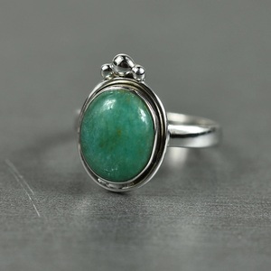 Anillo de Plata con Amazonita Natural, Corte Ovalado, Hecho a Mano, Plata de Ley 925 - Product Image 6