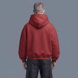 Sudadera con Capucha Roja Extra Grande para Hombre con Logotipo de Llama, Bolsillo Delantero, Informal, de Algodón y Felpa, para Otoño - Product Image 3