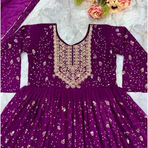 Vestido Chikankari con Dupatta para fiestas nocturnas elegantes Look de fiesta hermosa - Product Image 2