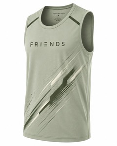 FRIENDS MFG GROUP Débardeur sans manches pour homme, col rond, séchage rapide, tricoté, vêtement de sport, impression de lettres vertes personnalisée, coupe décontractée - Product Image 3