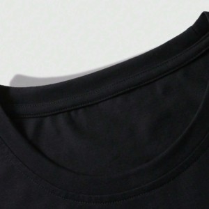 Ensemble 2 pièces pour homme : T-shirt noir uni avec logo frontal, col rond, imprimé numérique, tricoté, respirant, manches courtes, tenue décontractée d'été - Product Image 3