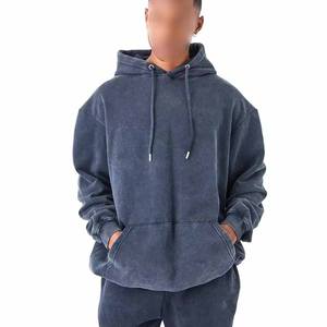 Conjunto de Sudadera con Capucha y Pantalones Deportivos de Algodón Lavado al Ácido, Personalizado, de 2 Piezas, Estilo Vintage para Hombre - Product Image 6